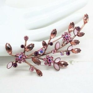 Joan Rivers Pink Flower Branch Brooch